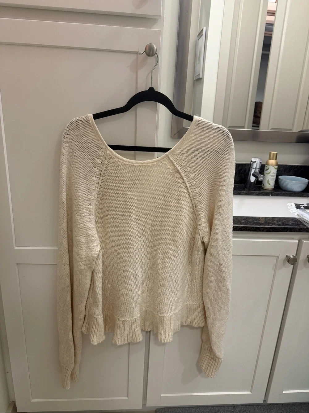 FP Cream Button-Front Ruffle Hem Sweater - Picture 2 of 3